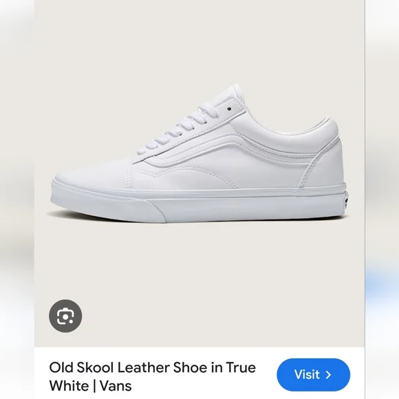 VANS Old Skool Leather True White NEW Women's Size 8 - Picture 2 of 6